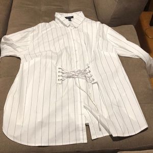Pinstriped laced button down